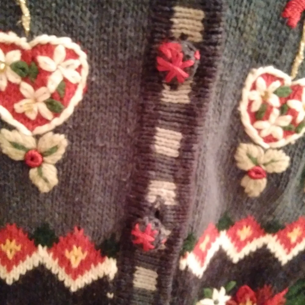 CHristmas vest Navy 3X Pre-owned Stocking Sleigh Poinsetta Embroidered … - Picture 7 of 14